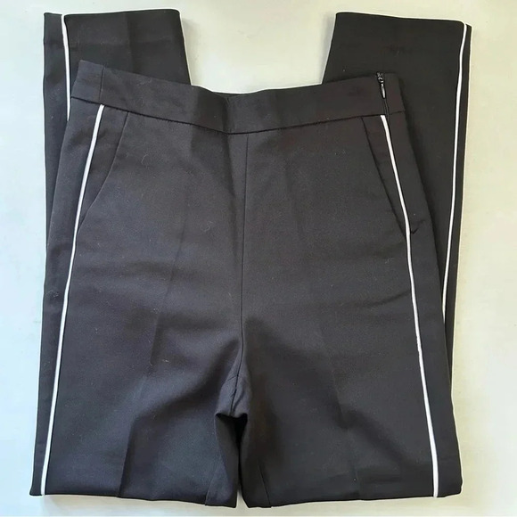 Zara Pants High Waisted Slim Side Stripe Ankle  Cropped Trousers Black Small - Picture 14 of 14